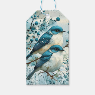 Two Blue Robins Christmas Gift Tags
