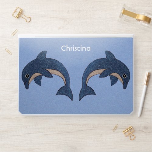 Two Blue White Sparkling Jumping Dolphins HP Laptop Skin