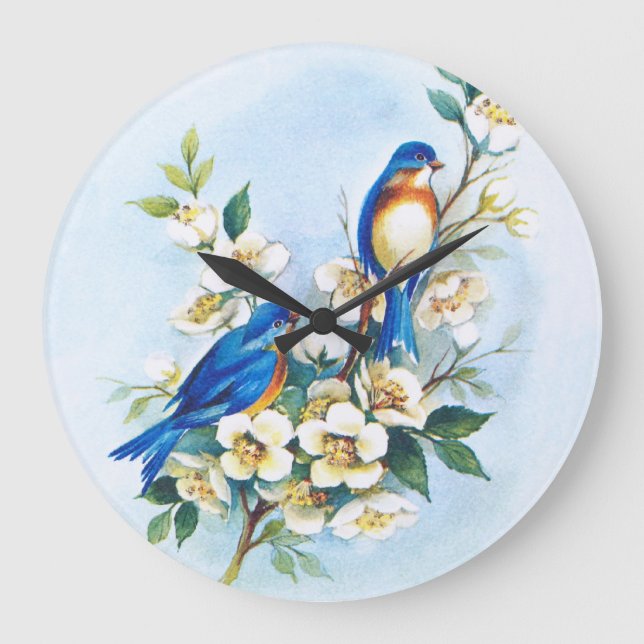 Two Bluebirds Large Clock (Front)