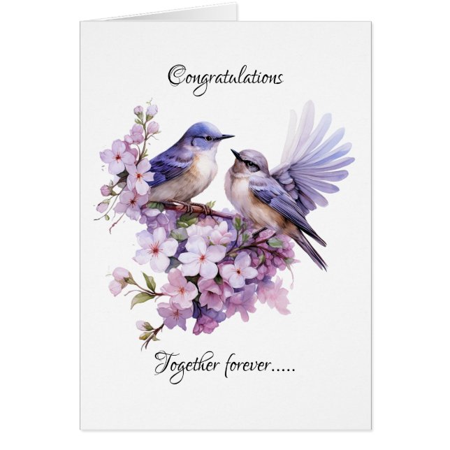 Two Bluebirds Love Wedding  Cards (Front)