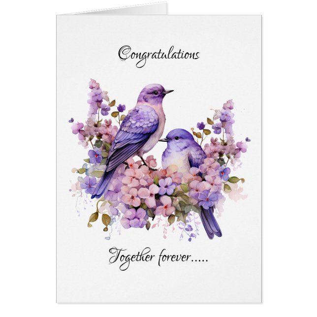 Two Bluebirds Love Wedding  Cards (Front)