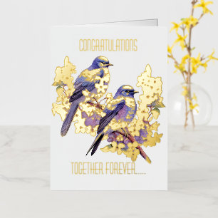 Two Bluebirds Love Wedding Foil Greeting Card