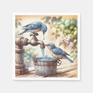 Two Bluebirds On a Faucet Napkins