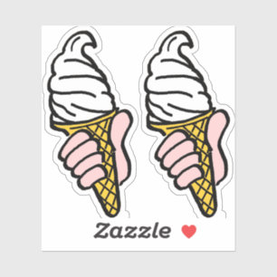 Two Bold Graphic Pop-Art Style Ice-Cream Seller Sticker