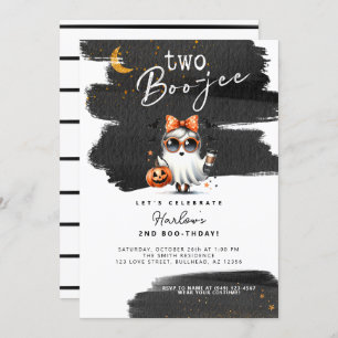 Two Boo-jee Cute Ghost Halloween 2nd Birthday Invitation