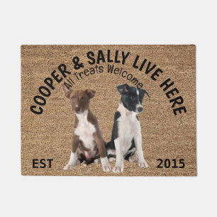 Two Border Collies Personalized Dog Doormat