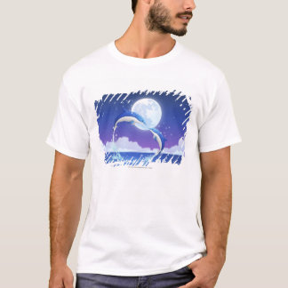 Two bottle-nosed dolphins jumping out of water T-Shirt