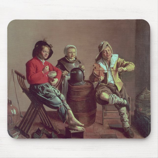 Two Boys and a Girl Making Music, 1629 Mouse Pad (Front)