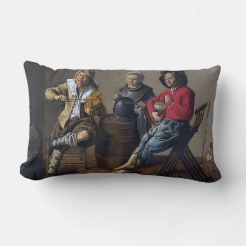 Two Boys and a Girl Making Music Musicians Lumbar Pillow