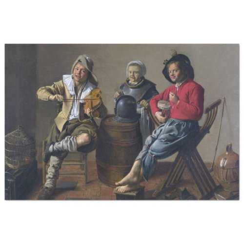 Two Boys and a Girl Making Music Musicians Tissue Paper