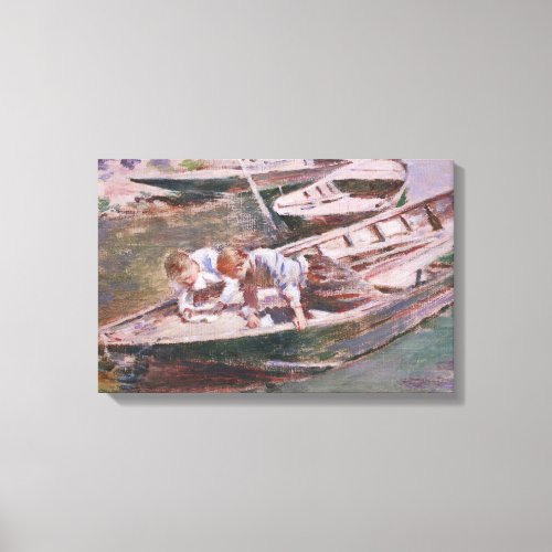 Two Boys in a Boat by Theodore Robinson Canvas Print