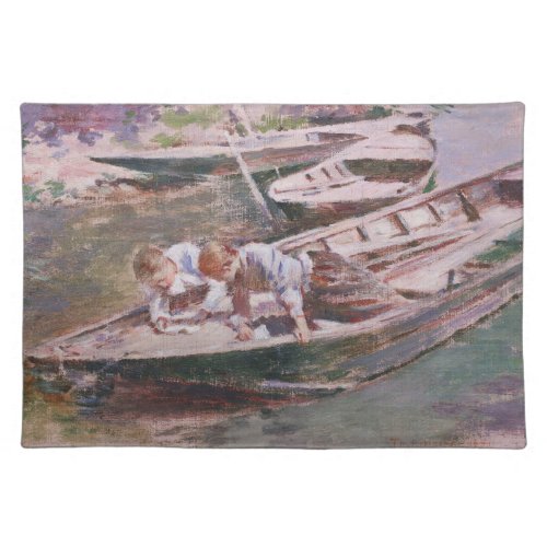 Two Boys in a Boat by Theodore Robinson Cloth Placemat