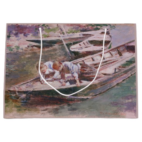 Two Boys in a Boat by Theodore Robinson Large Gift Bag
