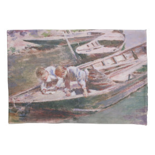 Two Boys in a Boat (by Theodore Robinson) Pillow Case