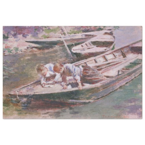 Two Boys in a Boat by Theodore Robinson Tissue Paper