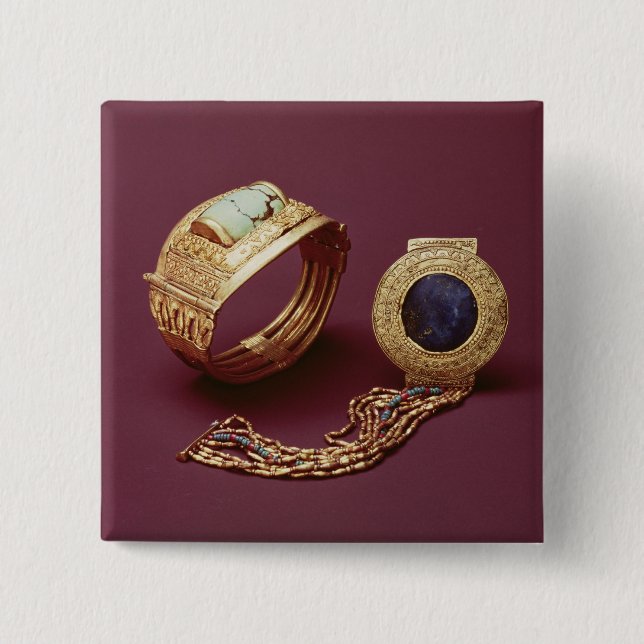 Two bracelets, from the Tomb of Tutankhamun Pinback Button (Front)