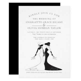Two Brides 1940s Style Bridal Gowns Wedding Card