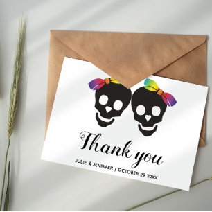Two brides and confetti lesbian wedding Thank You Card