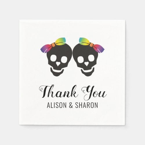 Two brides and confetti Thank You lesbian wedding Napkins