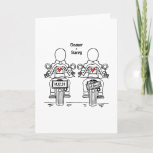 Two Brides Biker Motorcycle Evening Wedding Invitation