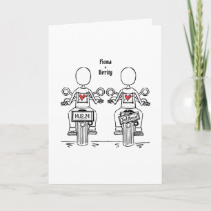 Two Brides Biker Motorcycle Evening Wedding Invitation