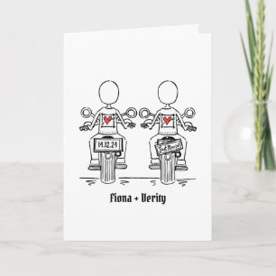 Two Brides Biker Motorcycle Evening Wedding Invitation