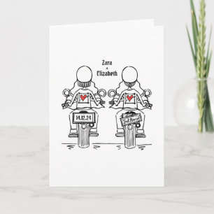 Two Brides Biker Motorcycle Evening Wedding Invitation