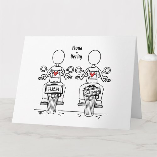 Two Brides Biker Motorcycle Wedding Card
