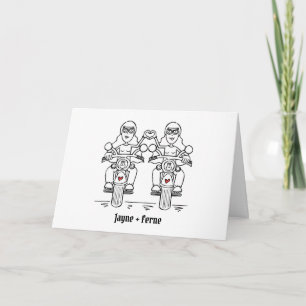 Two Brides Biker Motorcycle Wedding Card