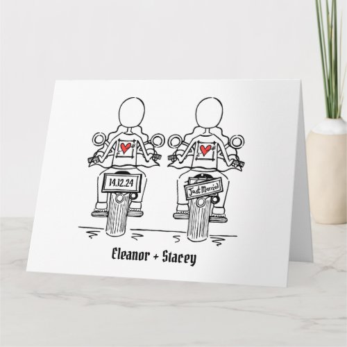 Two Brides Biker Motorcycle Wedding Card