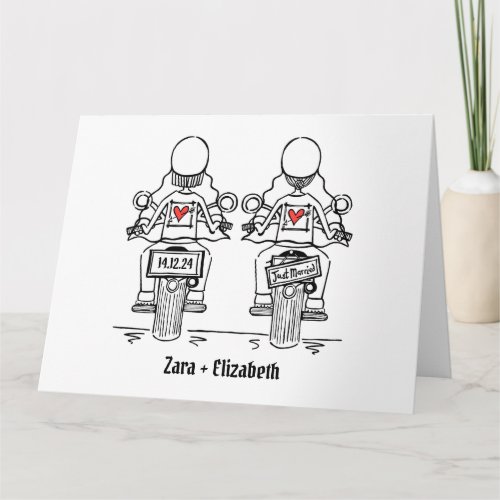 Two Brides Biker Motorcycle Wedding Card
