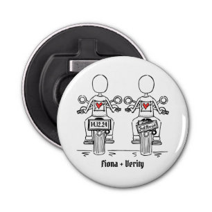 Two Brides Biker Motorcycle Wedding Favor Bottle Opener