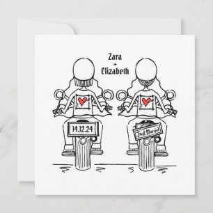  Two Brides Biker Motorcycle Wedding Invitation