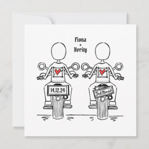 Two Brides Biker Motorcycle Wedding Invitation