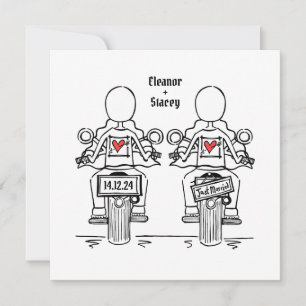 Two Brides Biker Motorcycle Wedding Invitation