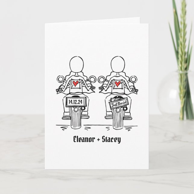 Two Brides Biker Motorcycle Wedding Invitation (Front)