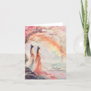 Two Brides Digital Art Print Letterpress Thank You Card