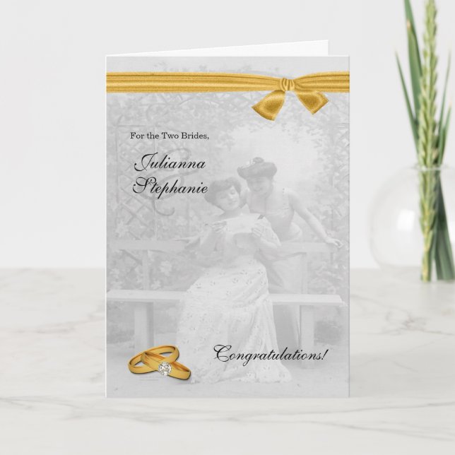Two Brides Gay Wedding Congratulations Card (Front)