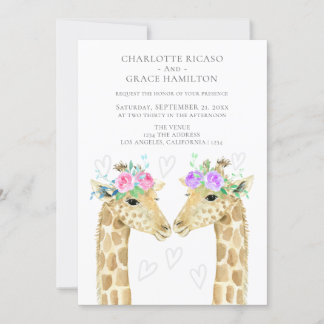 Two Brides Giraffe Gay Wedding Announcement
