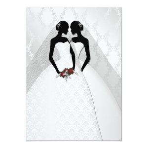 Two Brides In Bridal Gowns Elegant Wedding Card