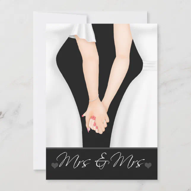 Two Brides In Dresses Lesbian Wedding Invitation Zazzle