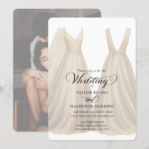 Two brides in Wedding dresses photo  Invitation