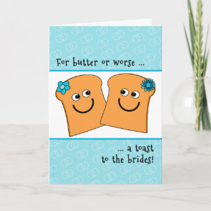 Two Brides Lesbian Wedding Congrats Funny Toast Card