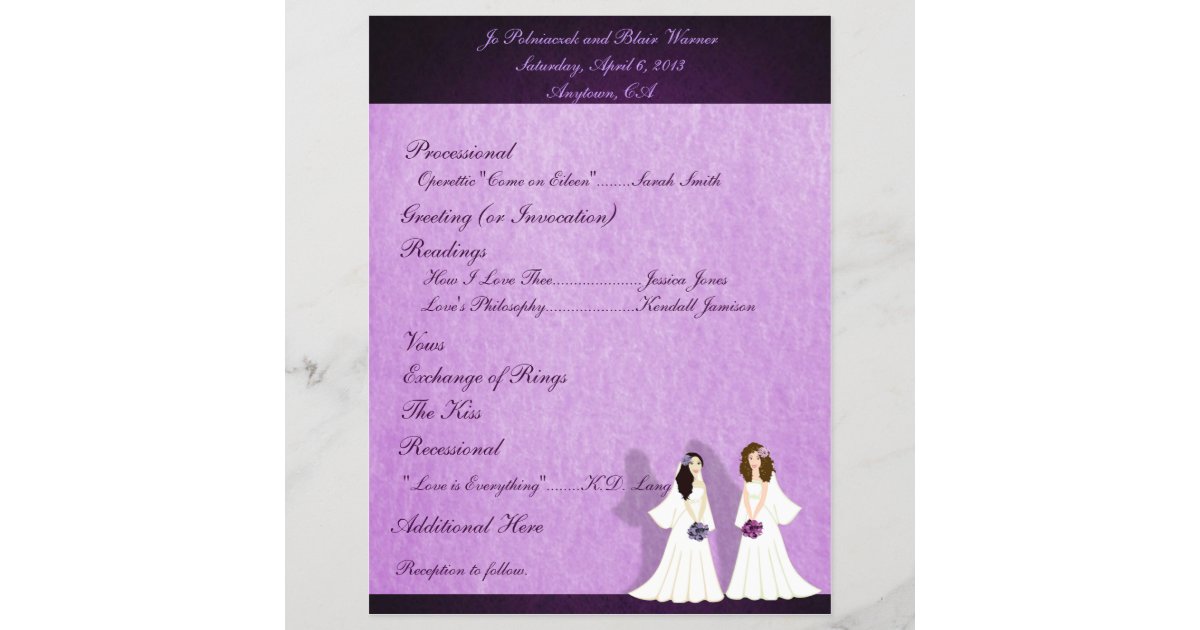 lesbian friendly wedding brochures Free