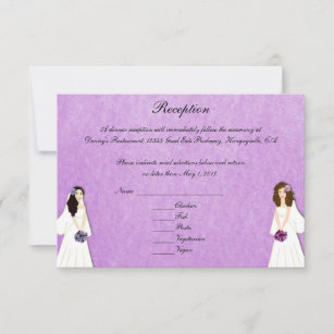Two Brides Lesbian Wedding Custom Reception Cards