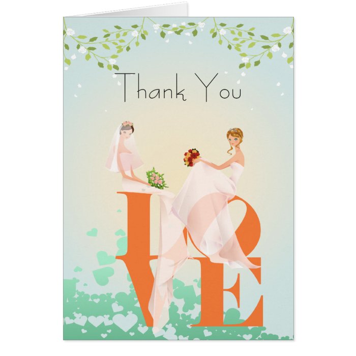 Two Brides Love Lesbian Thank You Wedding Card Zazzle