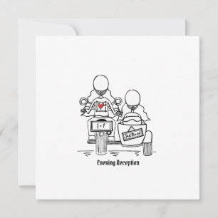Two Brides Motorbike and Sidecar Evening Invitation