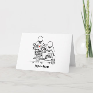 Two Brides Motorbike and Sidecar Wedding Card