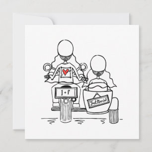 Two Brides Motorbike and Sidecar Wedding Invitation