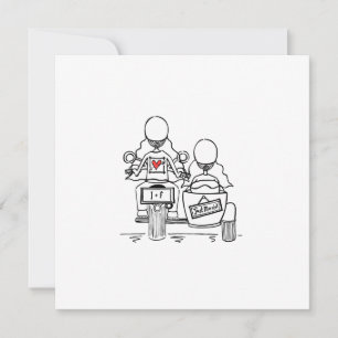 Two Brides Motorbike and Sidecar Wedding Invitation
